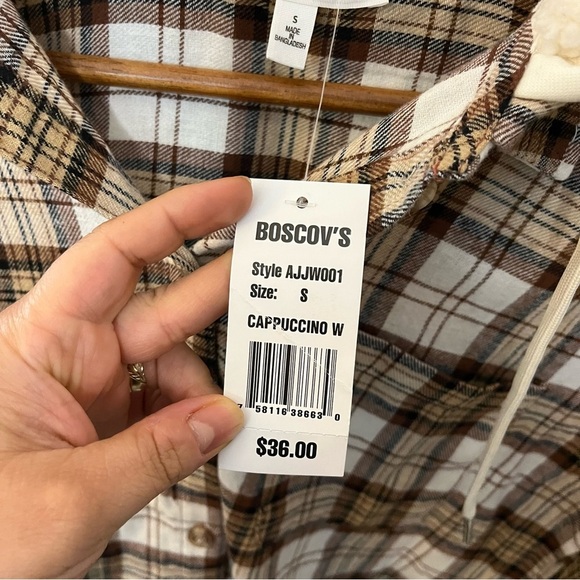 🤍 Derek Heart Plaid Sherpa-Lined Hoodie Shacket Sz S | Cute Cropped Plaid Hoodie - Picture 4 of 11